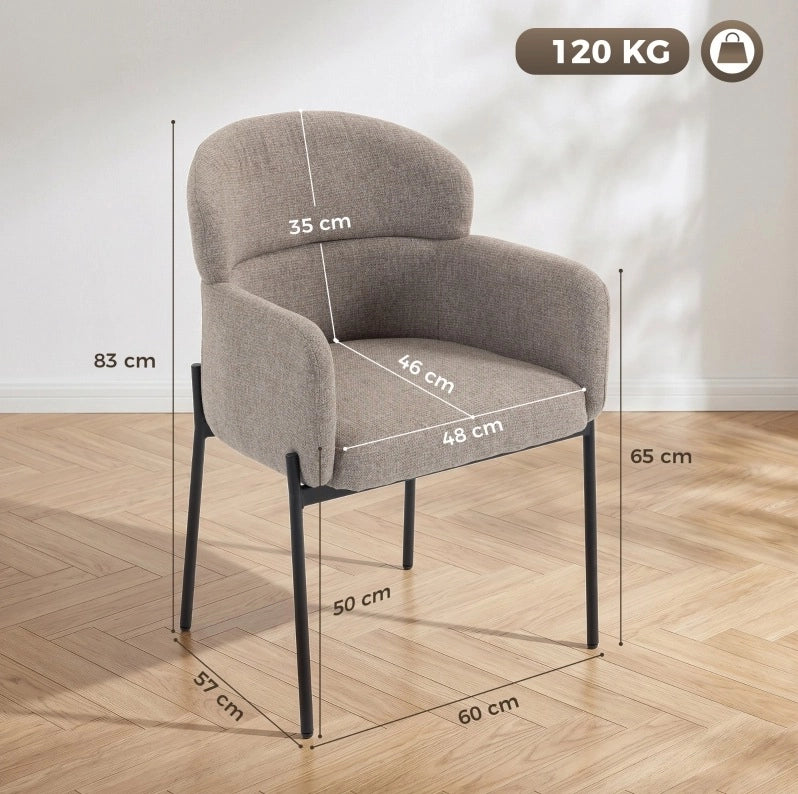 Poltrona lounge in chenille marrone chiaro con gambe in metallo