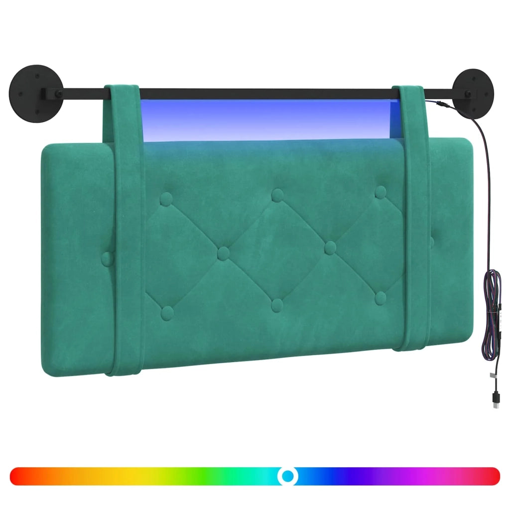 Testiera | Testata sospesa Con luce LED Turchese Velluto