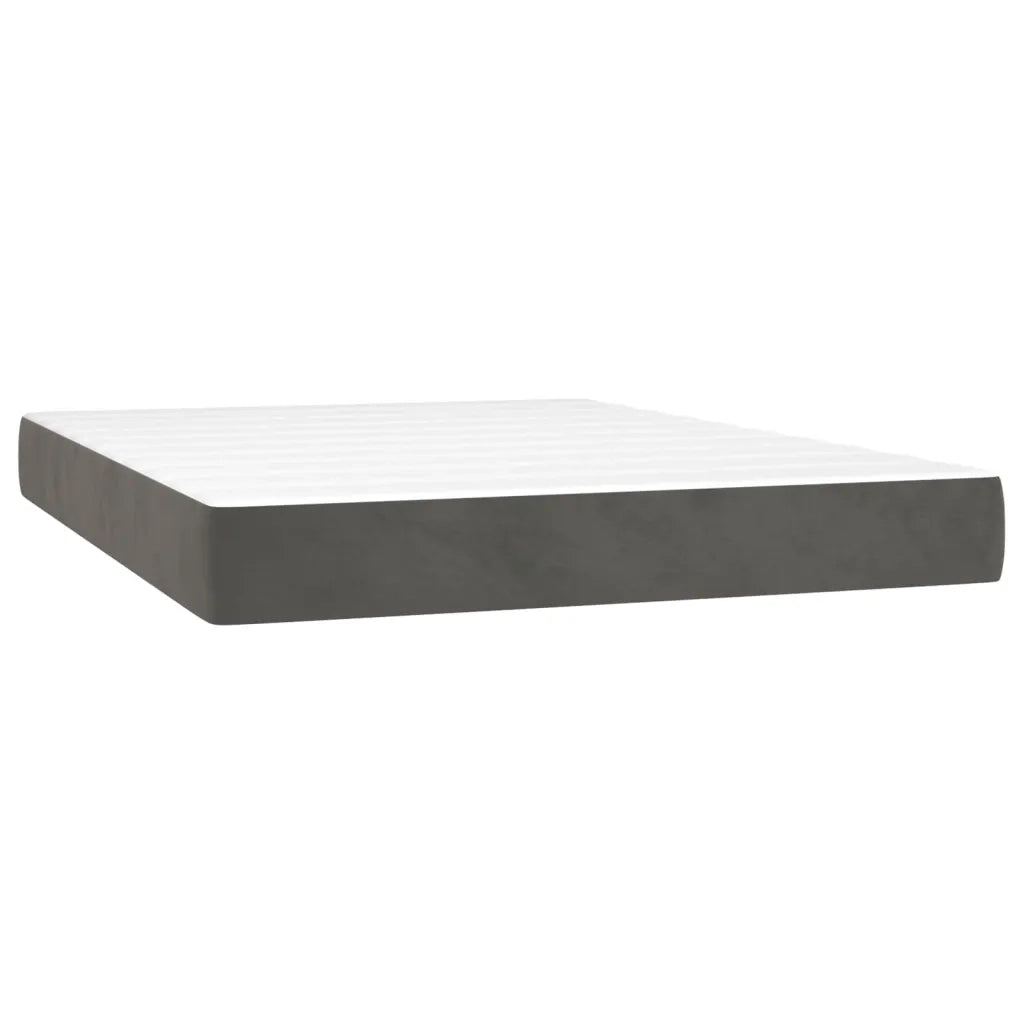 Giroletto a Molle con Materasso Grigio Scuro 140x190 cm Velluto 3141240