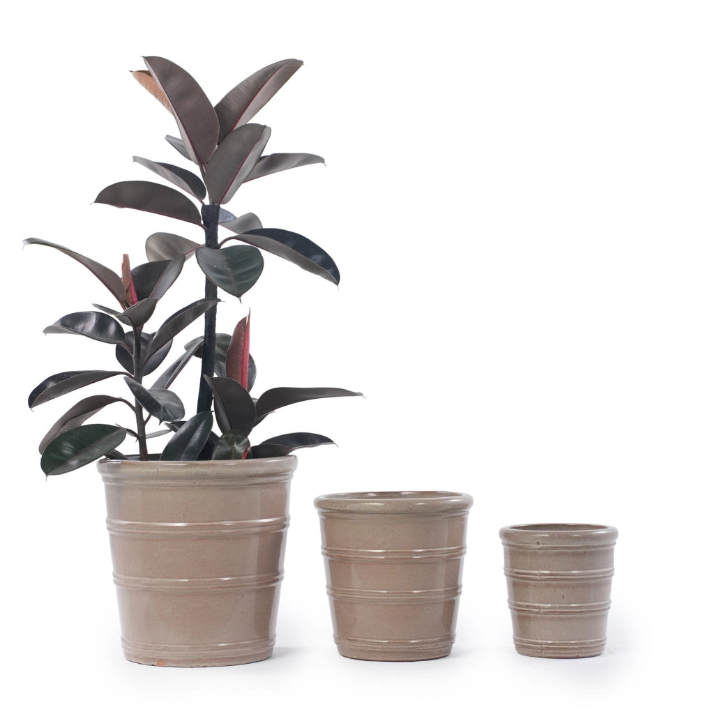 Vaso per piante in ceramica fatto a mano color talpa da 40,5 cm, resistente al gelo e decorativo
