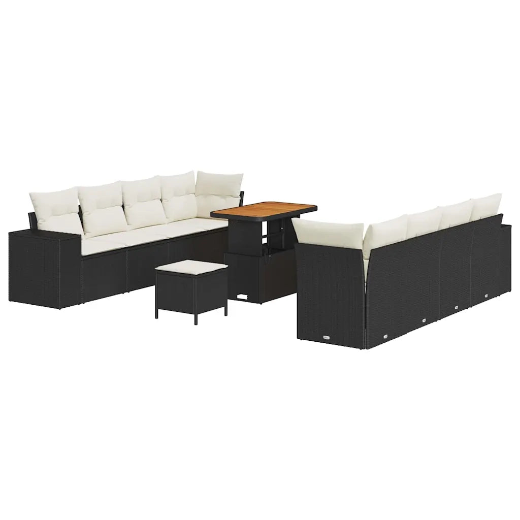 Set Divano da Giardino con cuscino 11 pcs Nero polyrattan 3361980