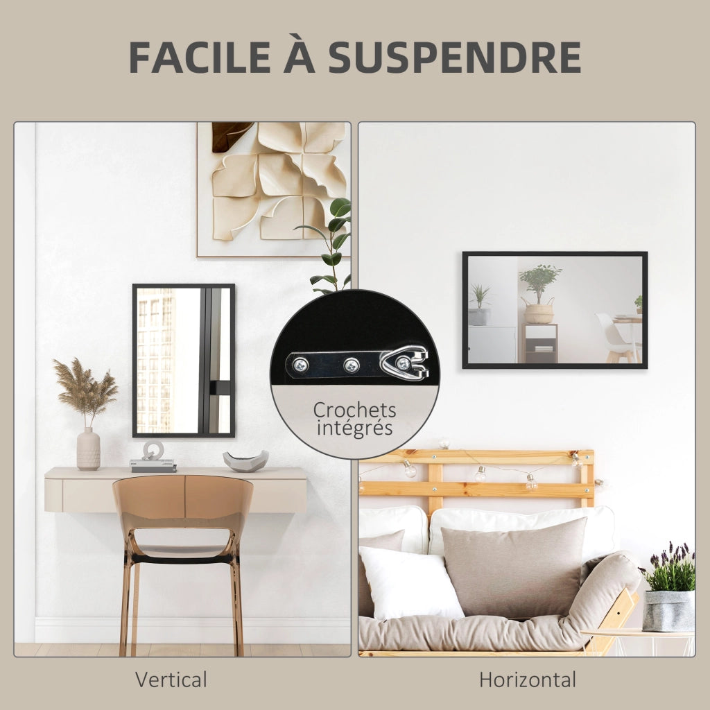 Specchio da Parete ¨C Minimal ¨C Legno Nero 60x40