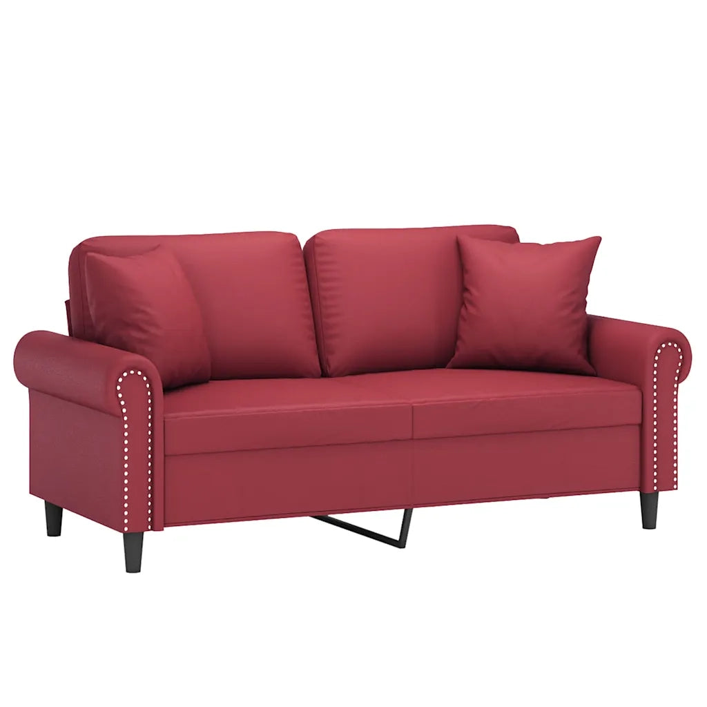 Divano a 2 Posti con Cuscini-Sofa 2 Posti con Cuscini Rosso Vino 140 cm in Similpelle 311873