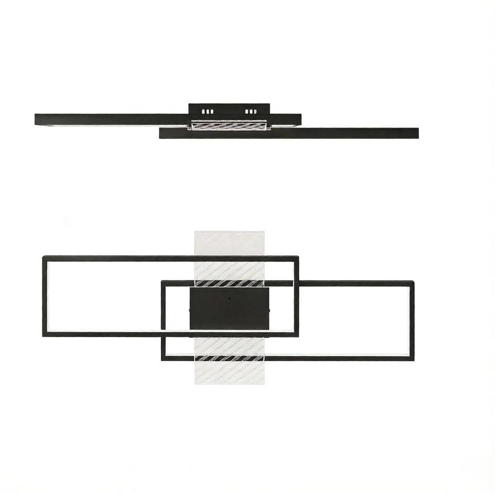 Plafoniera LED 70x30 cm nera in acciaio e plastica, dimmerabile con telecomando