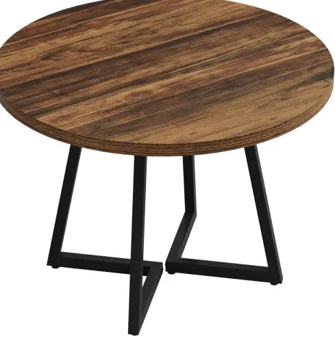 Tavolo da pranzo industriale 80 cm in MDF e metallo; marrone rustico e nero