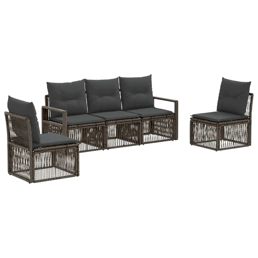 Set Divano da Giardino 5 pz Grigio polyrattan 3435668