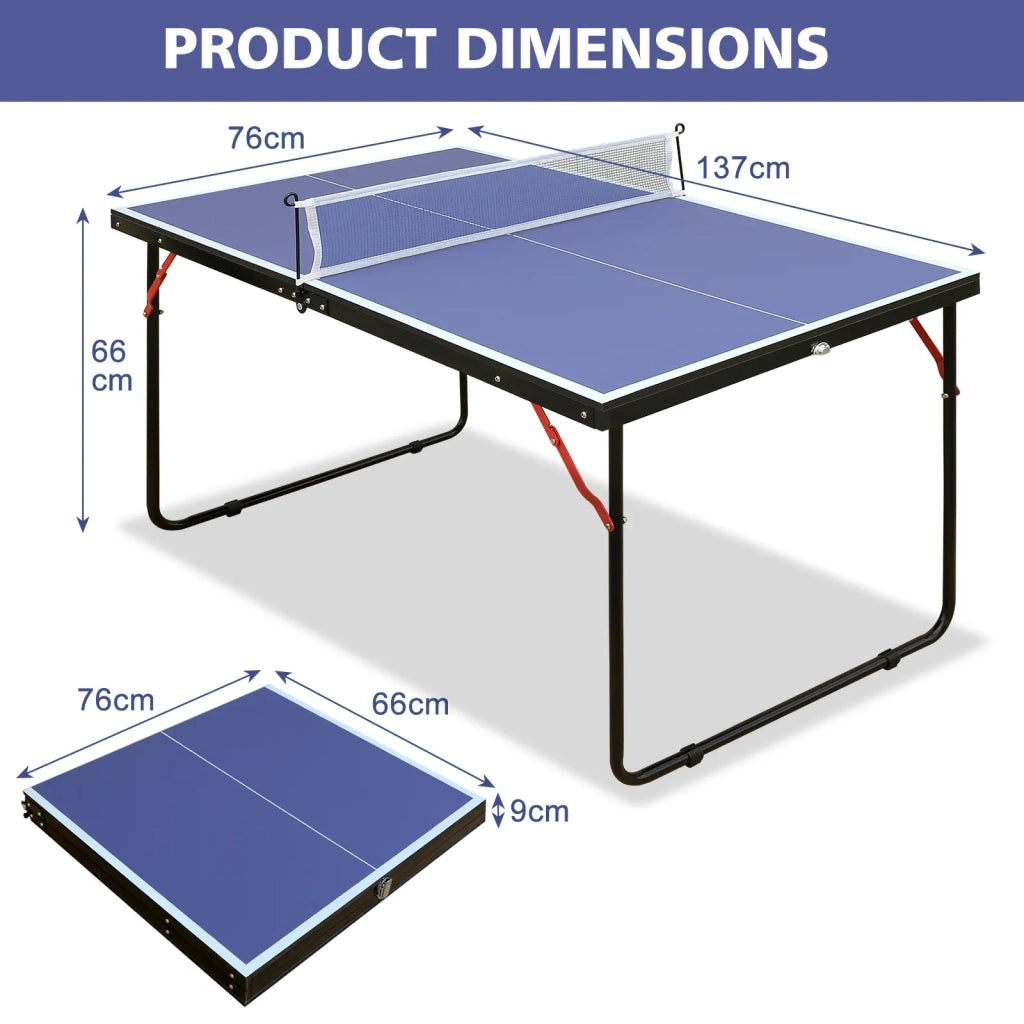 Tavolo da Ping Pong Pieghevole 137,2 cm (4,5 FT), Set Portatile con Rete, 2 Racchette e 3 Palline, Giochi Indoor e Outdoor, Facile da Riporre