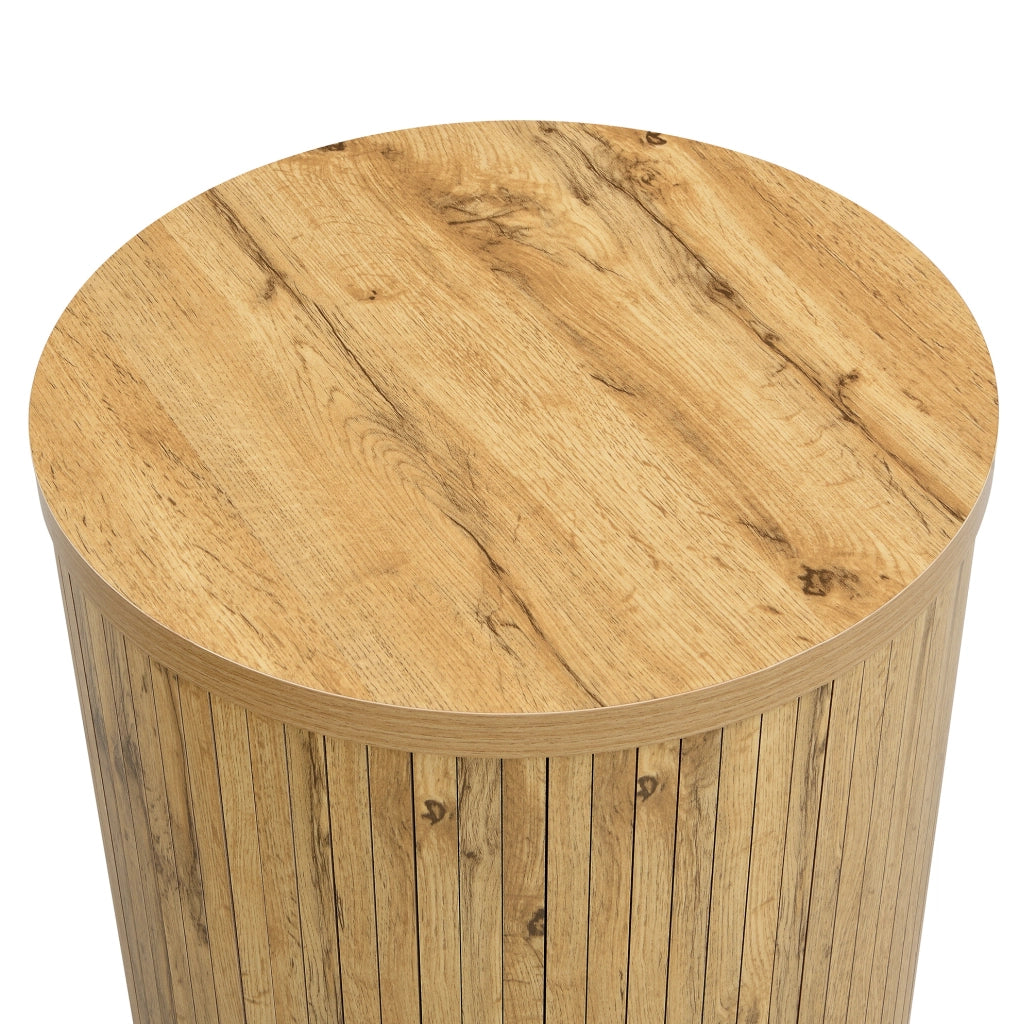 Set di 2 tavolini rotondi da salotto in MDF naturale, design nordico modulare