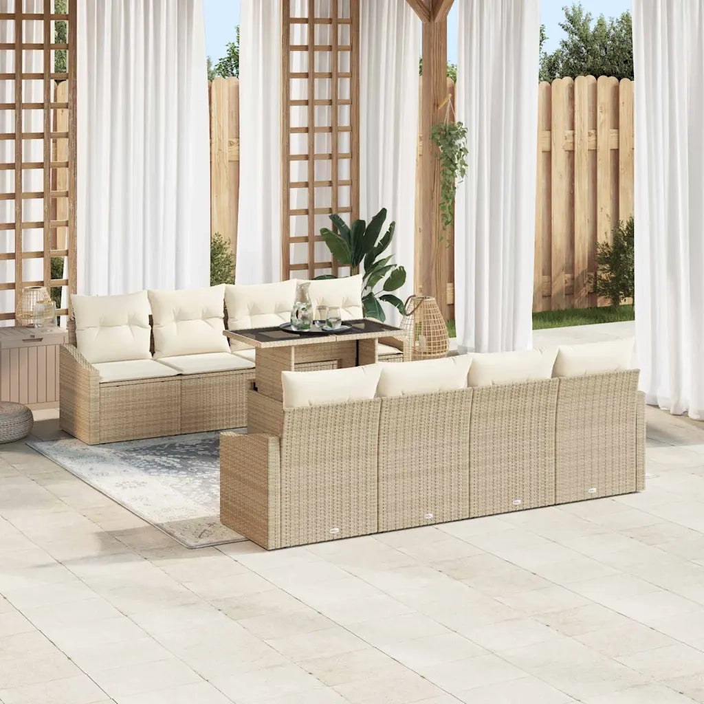 Set Divano da Giardino 7 pcs Beige e Crema polyrattan 3348967