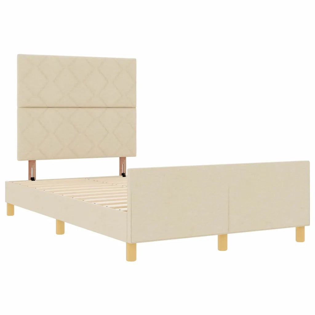 Struttura del letto con testiera Crema 120 x 200 cm Tessuto 3344800