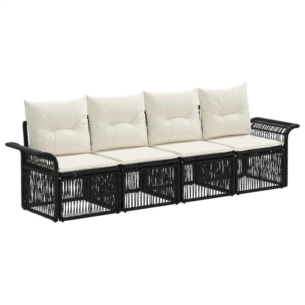 Set Divano da Giardino 4 pz Nero polyrattan 3434752