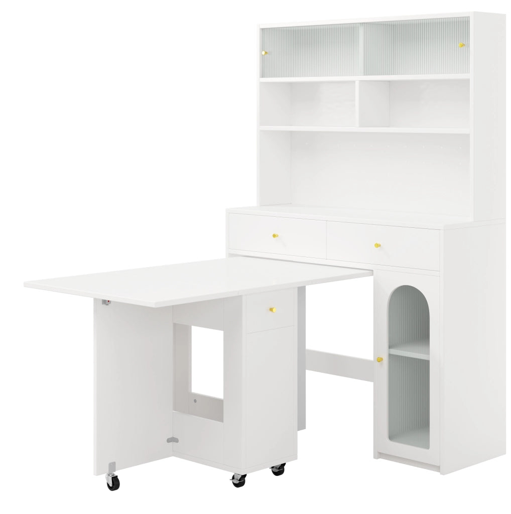 Set mobile cucina con tavolo da pranzo pieghevole 120x75 cm bianco HAVRYA