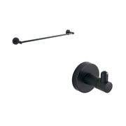 Set da bagno nero opaco 2 accessori: porta asciugamani 52 cm e appendino singolo | Hook