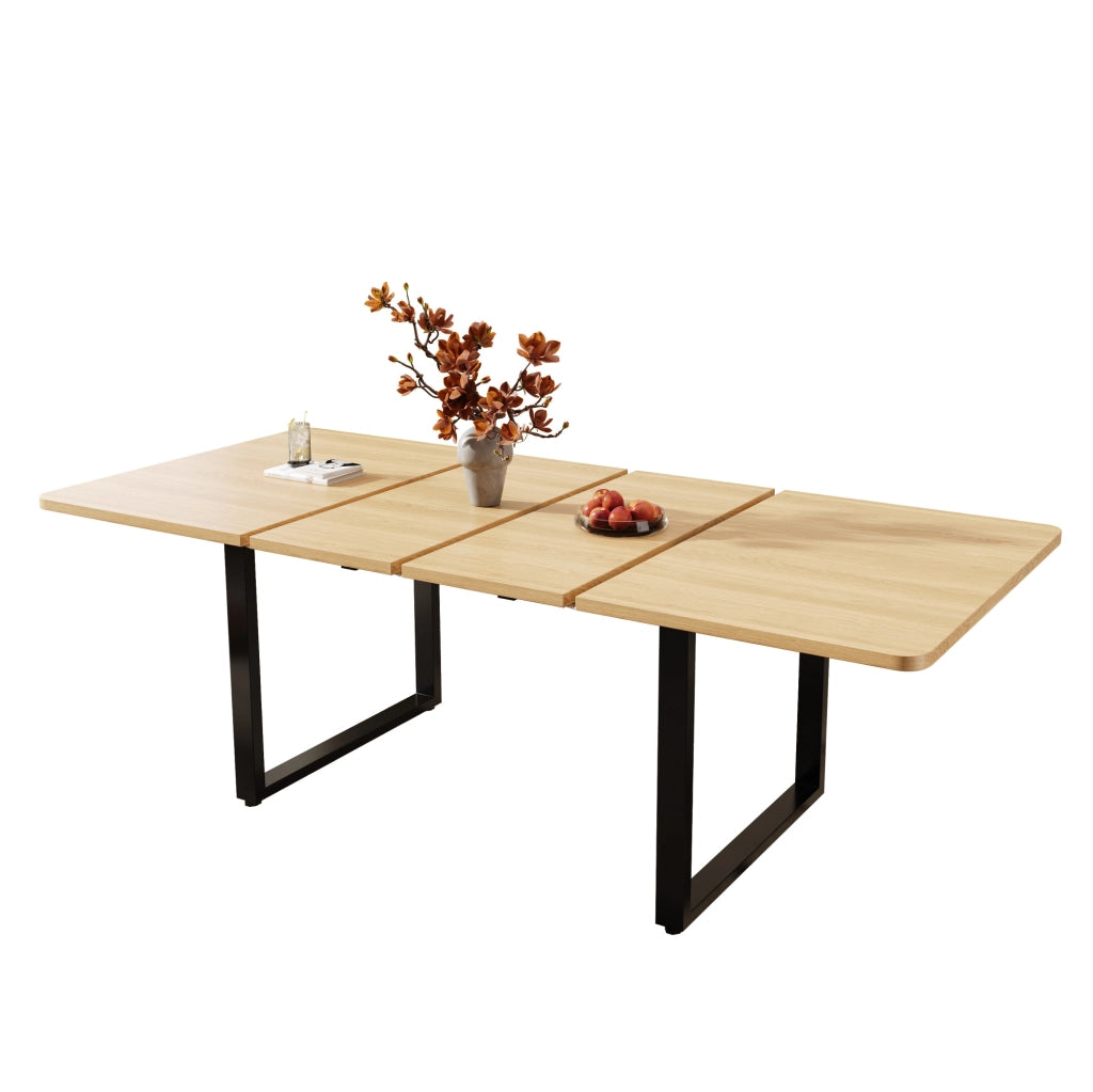 Tavolo da pranzo allungabile 140-220x80 cm, MDF, gambe in metallo, stile semplice, colore rovere