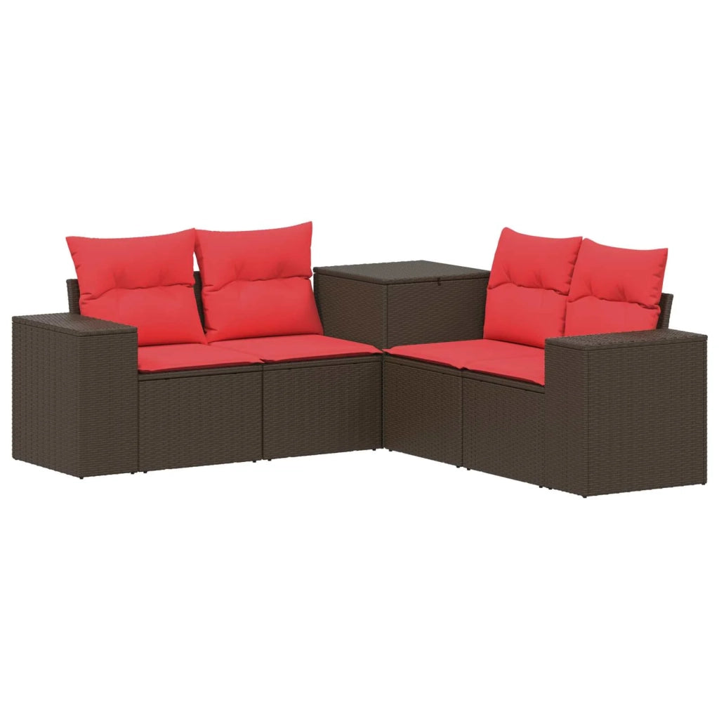 Set di divani 5 pz Marrone e Rosso 200 x 200 x 85 cm 3447917