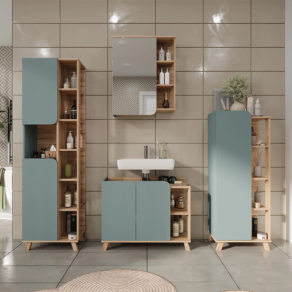 Vicco Mobile a specchio Sonoma/blu 60 x 75 cm