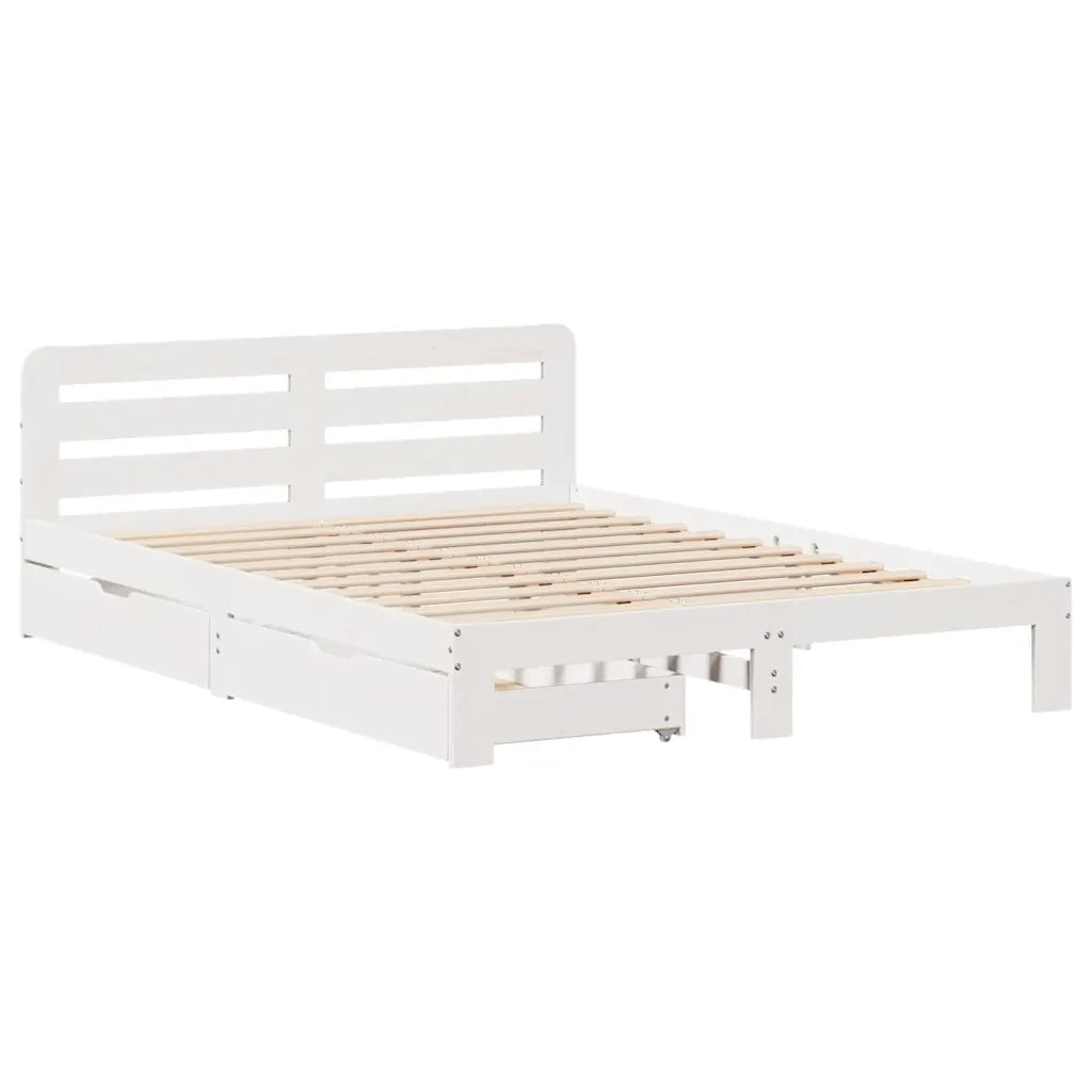 Letto senza Materasso Bianco 135x190 cm Legno Massello di Pino 3309870