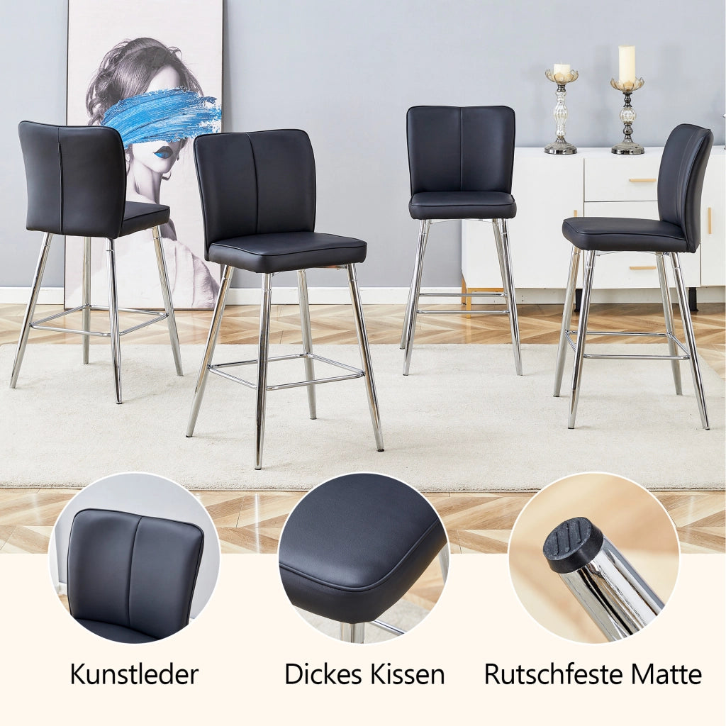 SGABELLO BAR Set da 2 pezzi 54x54x51 cm PU Nero e Argento