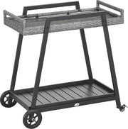 Carrello per giardino da esterno con maniglie e ruote.