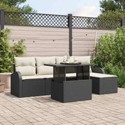 Set Divano da Giardino con cuscino 6 pcs Nero Poly Rattan