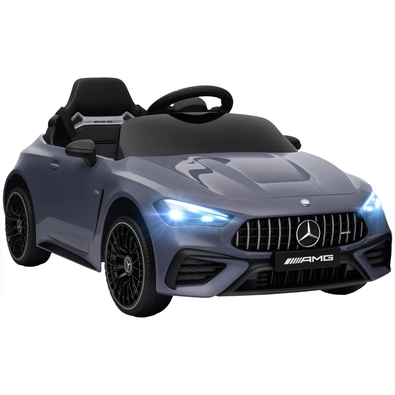 Macchina elettrica per bambini, design Mercedes, motore 12V, telecomando, luci a LED, musica, per bambini dai 3 ai 6 anni, colore grigio.