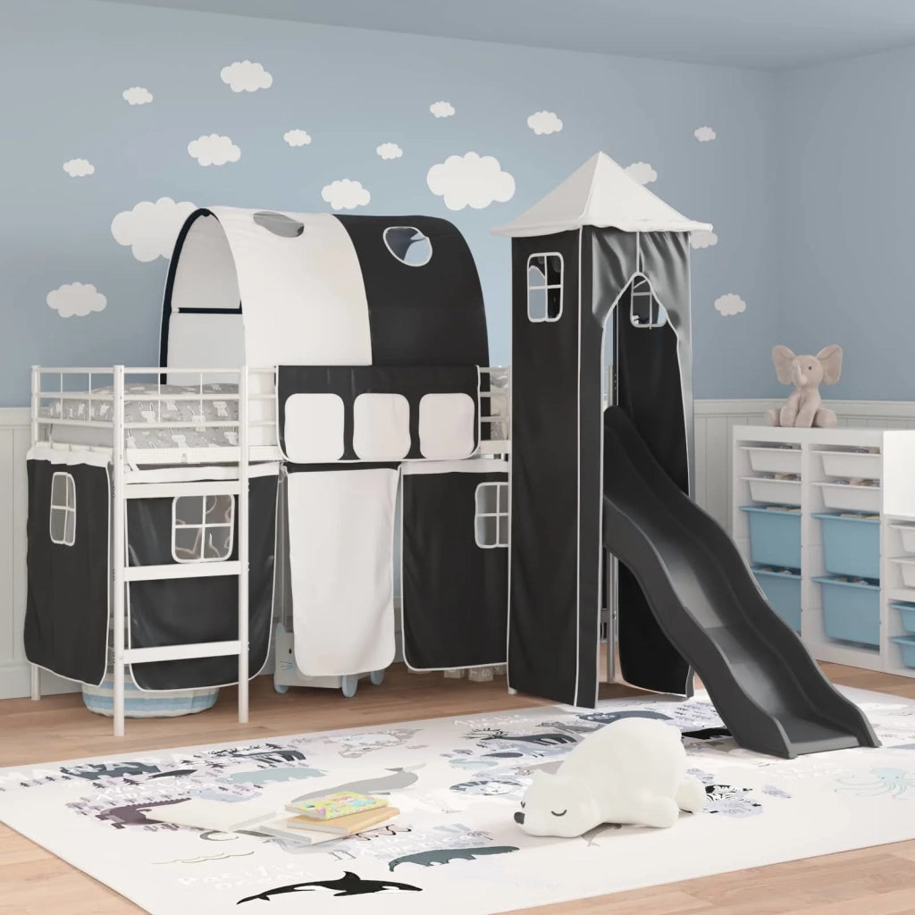 Struttura del letto loft per bambini Bianco e Nero 100 x 190 cm 42020896