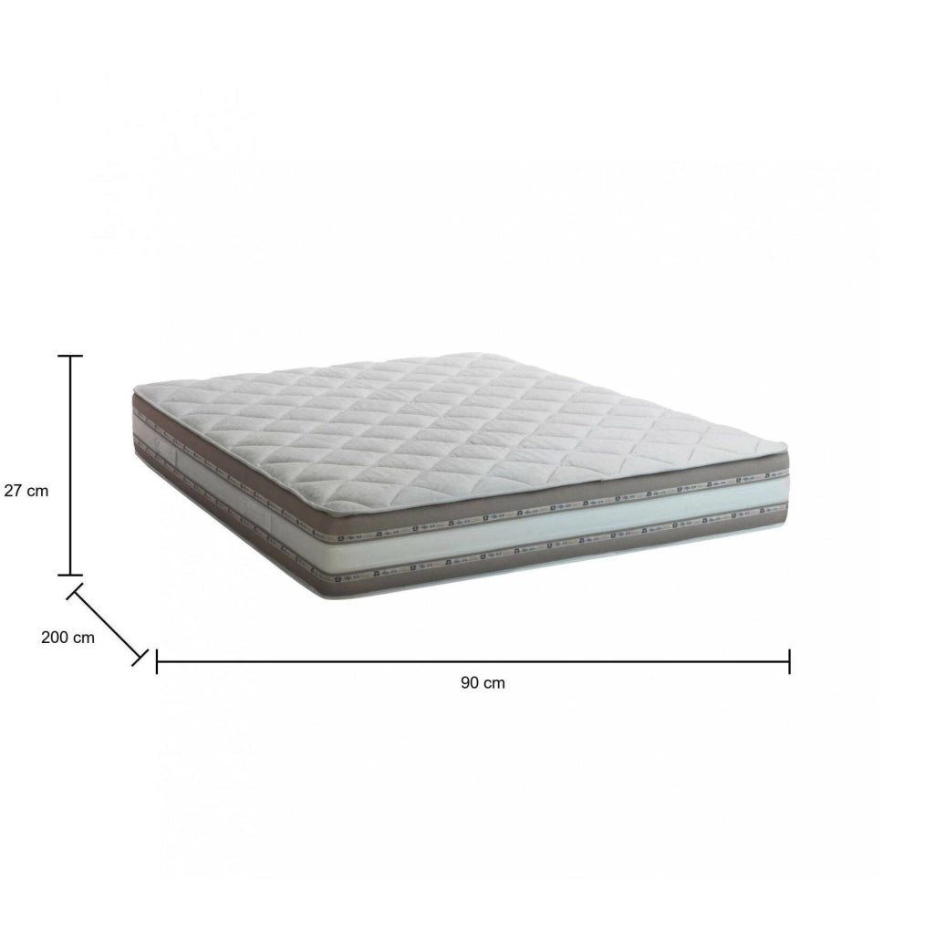 Aksi, Materasso Singolo Sfoderabile Made in Italy, 200x90x27h cm Bianco