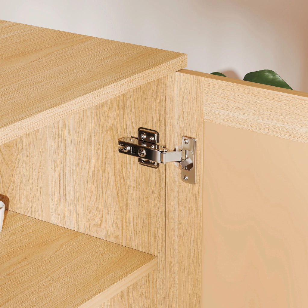Credenza 2 ante in MDF con rattan intrecciato naturale HAVRYA