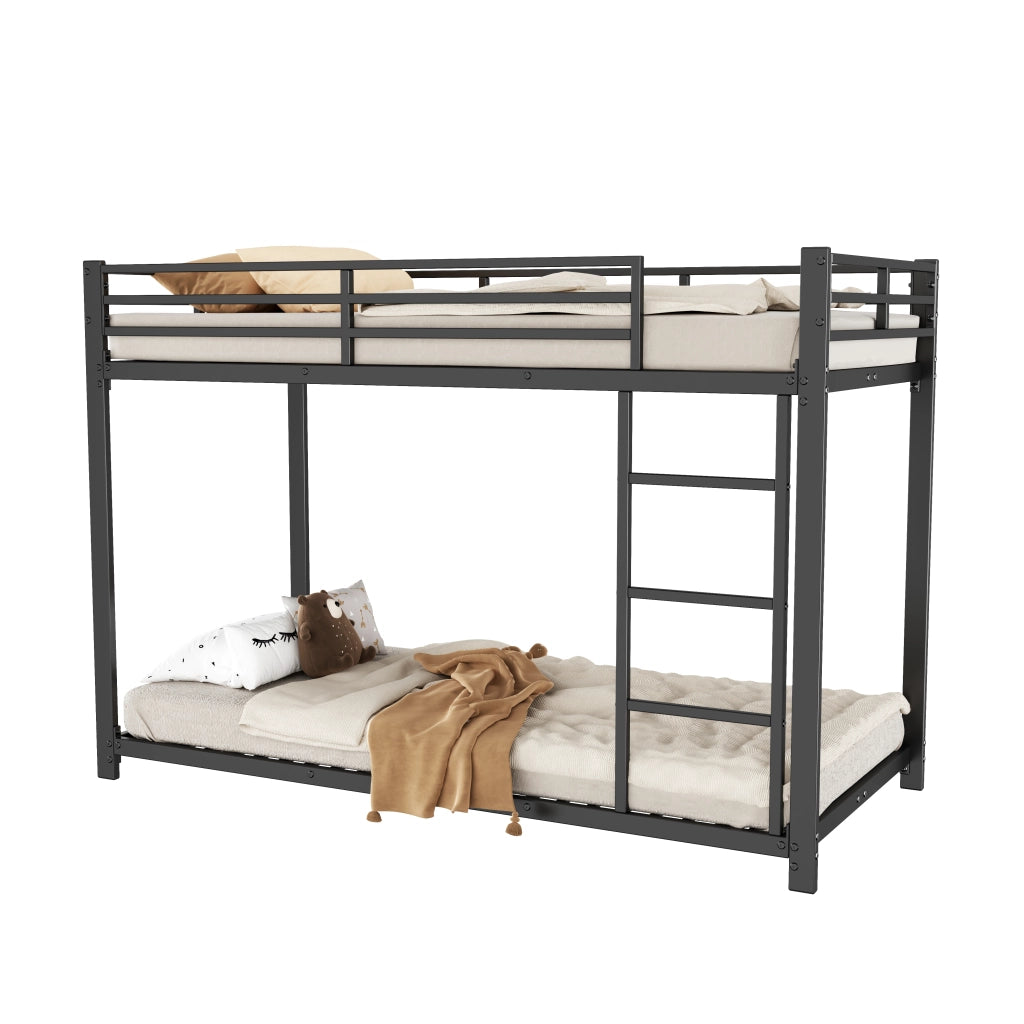LETTO A CASTELLO 90x200 cm in metallo nero, struttura quadrata