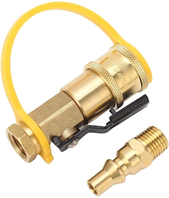 Proprietà di RV per propano - Chiusura ad anello del gas - Connettore rapido del gas - Regolazione semplice della ventilazione - 1/4 Pollici - Materiali affidabili - Ideale per camper e caravan - Codice prodotto: RV Propaan Afsluitklep