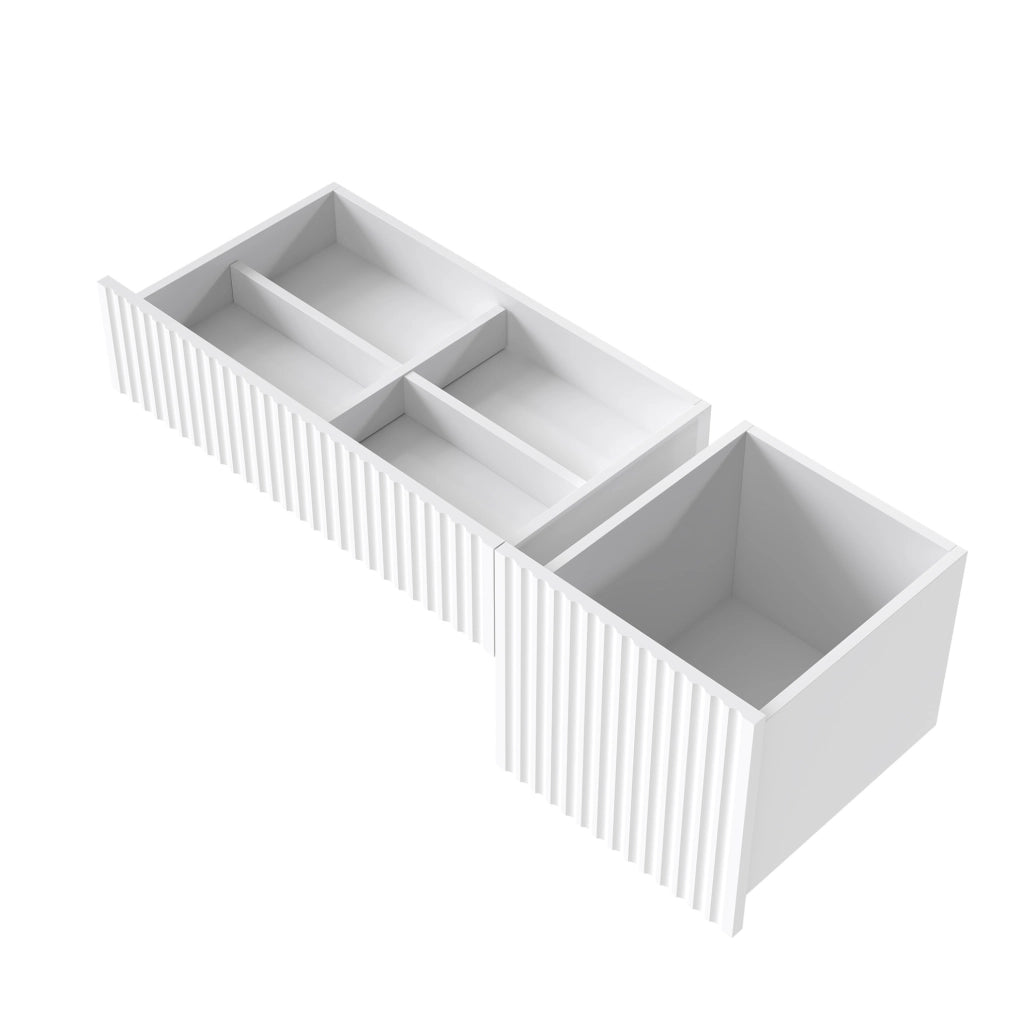 Tavolo da trucco 90x40x135 cm con specchio arcuato e 2 cassetti in MDF bianco