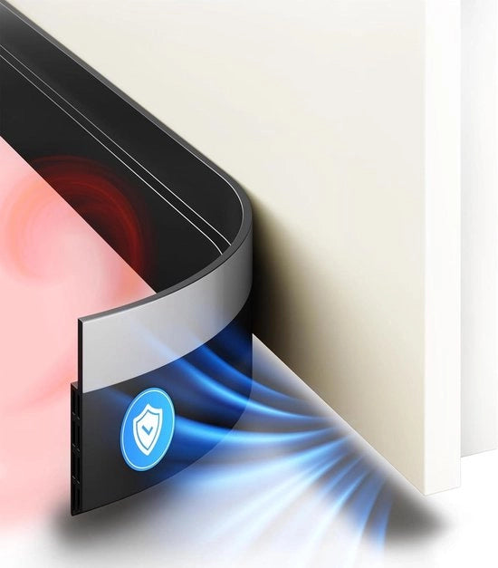 Striscia di avvolgimento per porte Nero [1x 1m] - Sigillatura autoadesiva per porte a misura - Interruttore di aspirazione energetico - Copertura termica inferiore alla porta - Sigillatura porta d'ingresso.
