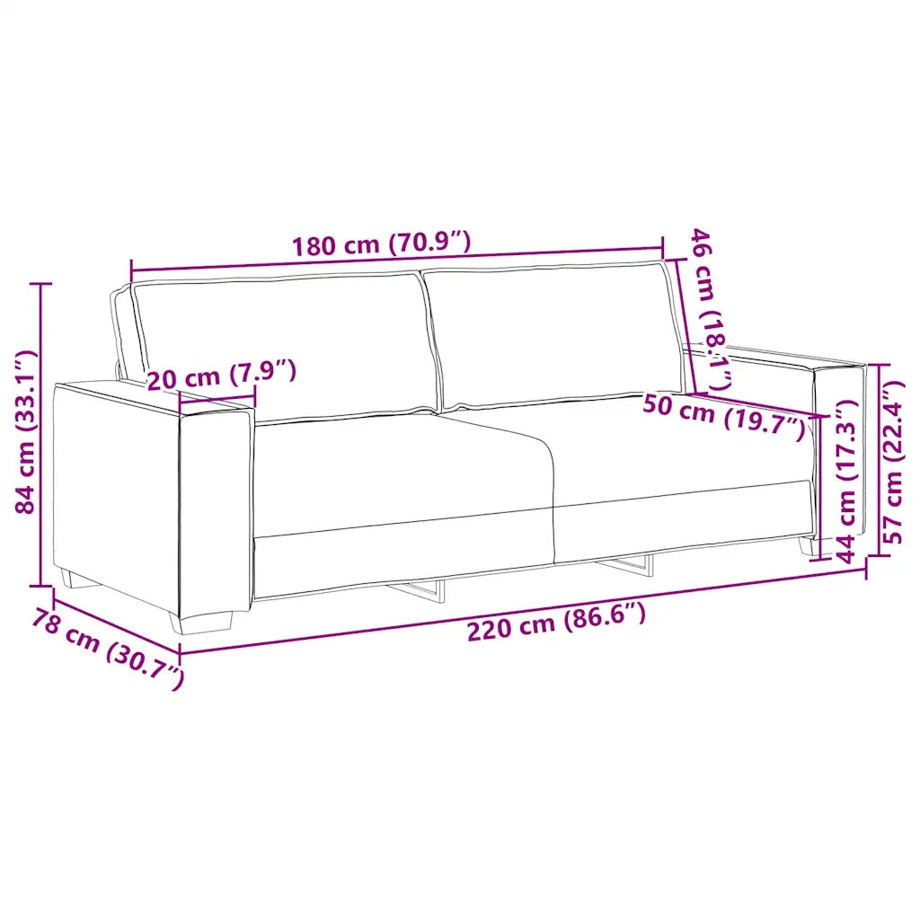 Divano a 3 Posti-Sofa 3 Posti Grigio Chiaro 180 cm Tessuto