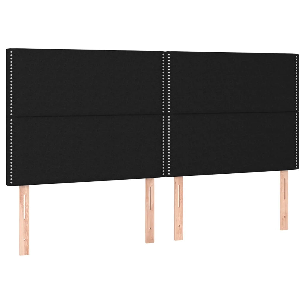 Testiera | Testata Nera 200x5x118/128 cm Tessuto