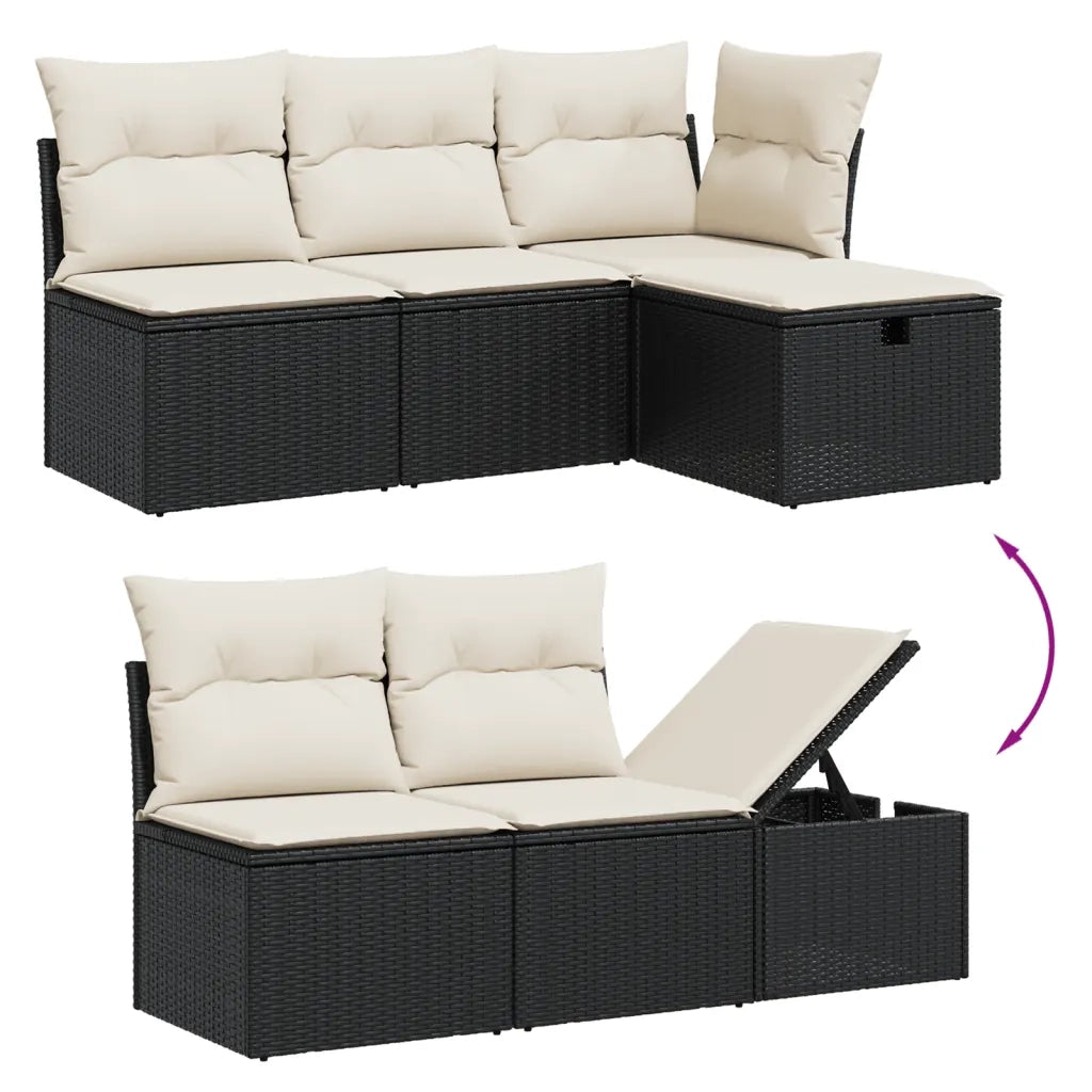 Set Divani da Giardino con Cuscini 7pz Nero Polyrattan 3274656