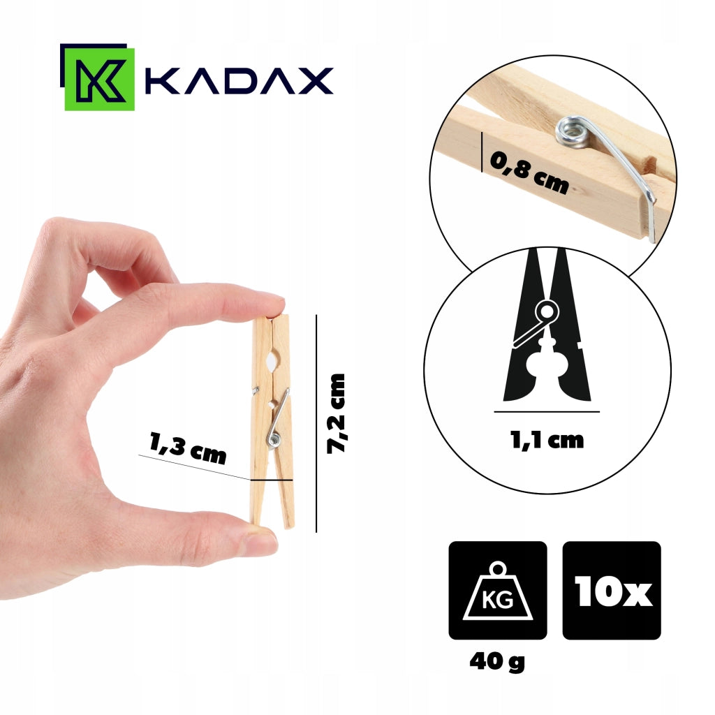 Mollette per bucato in legno KADAX, 10 pezzi