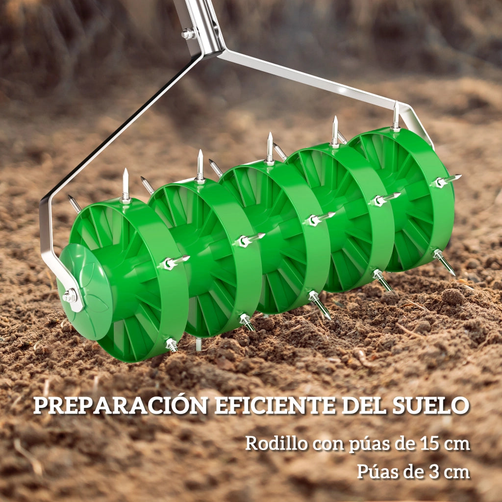 Rullo Aeratore per Prato con Chiodi ¨C Xylo ¨C Manico Smontabile 100cm Larghezza 45cm