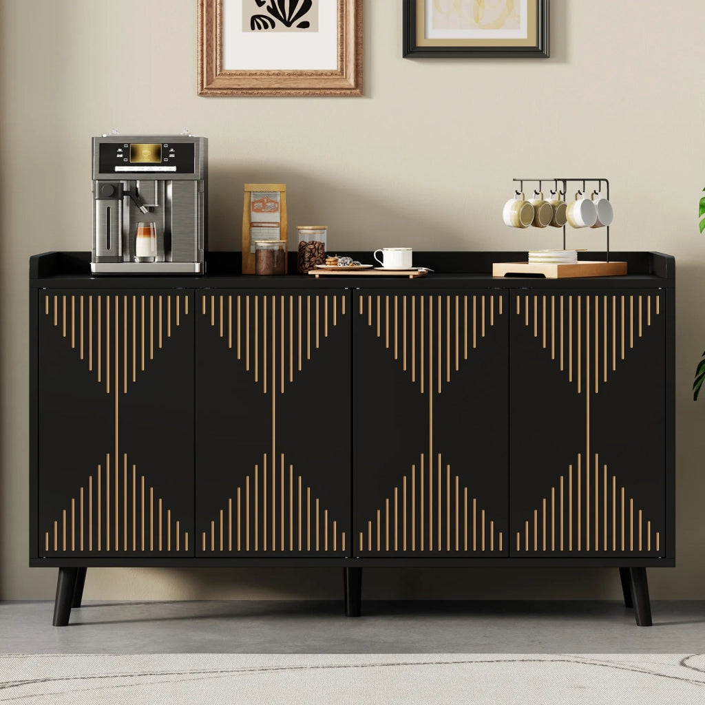 Mobile da cucina e soggiorno, 140x40x84 cm, con 4 ante e ripiani regolabili
