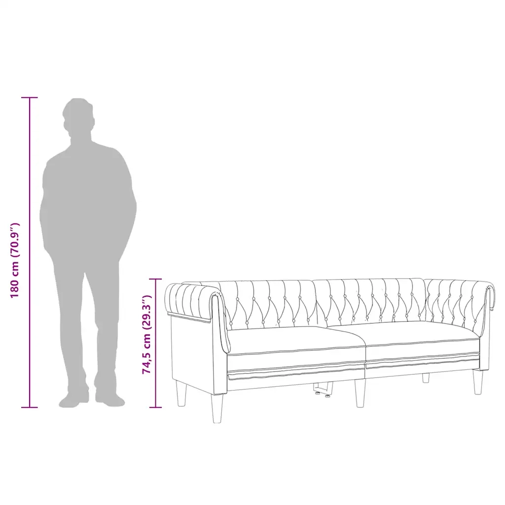 Divano | Divano da soggiorno | Sofa Chesterfield a 3 Posti in Lino