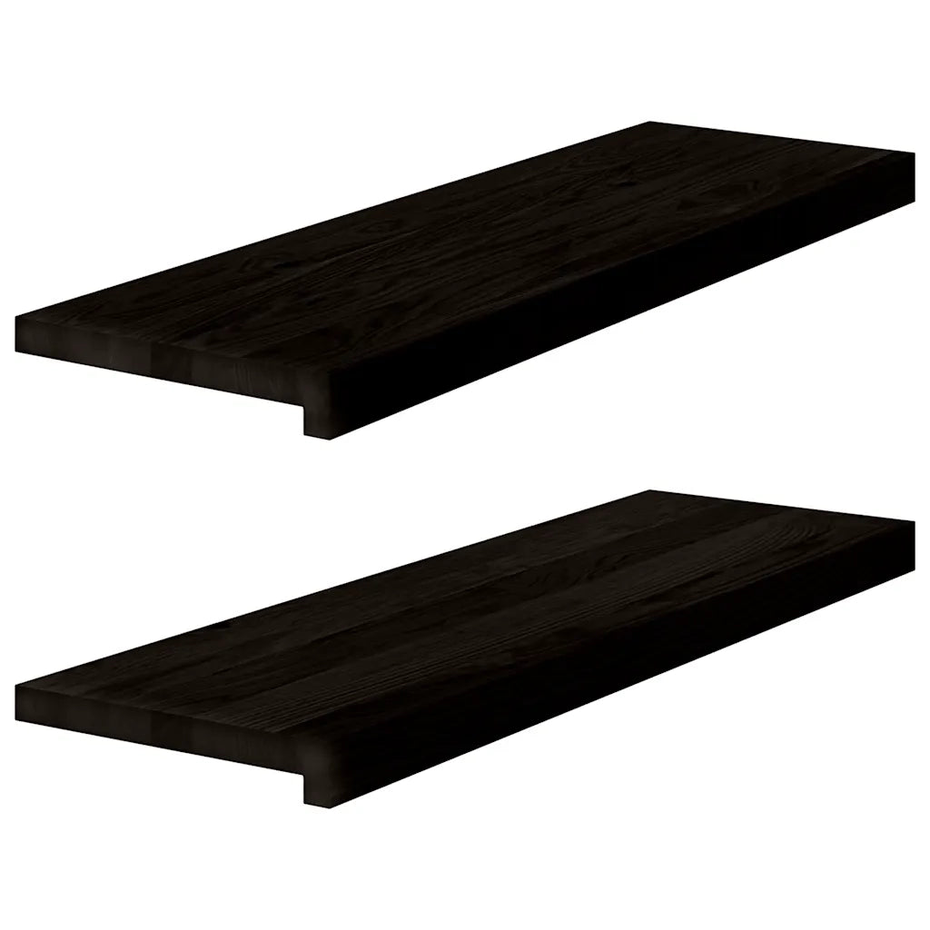 Gradini 2 pz | Tappetini per scale autoadesivi Marrone Scuro 80x30x2 cm Legno Massello Rovere