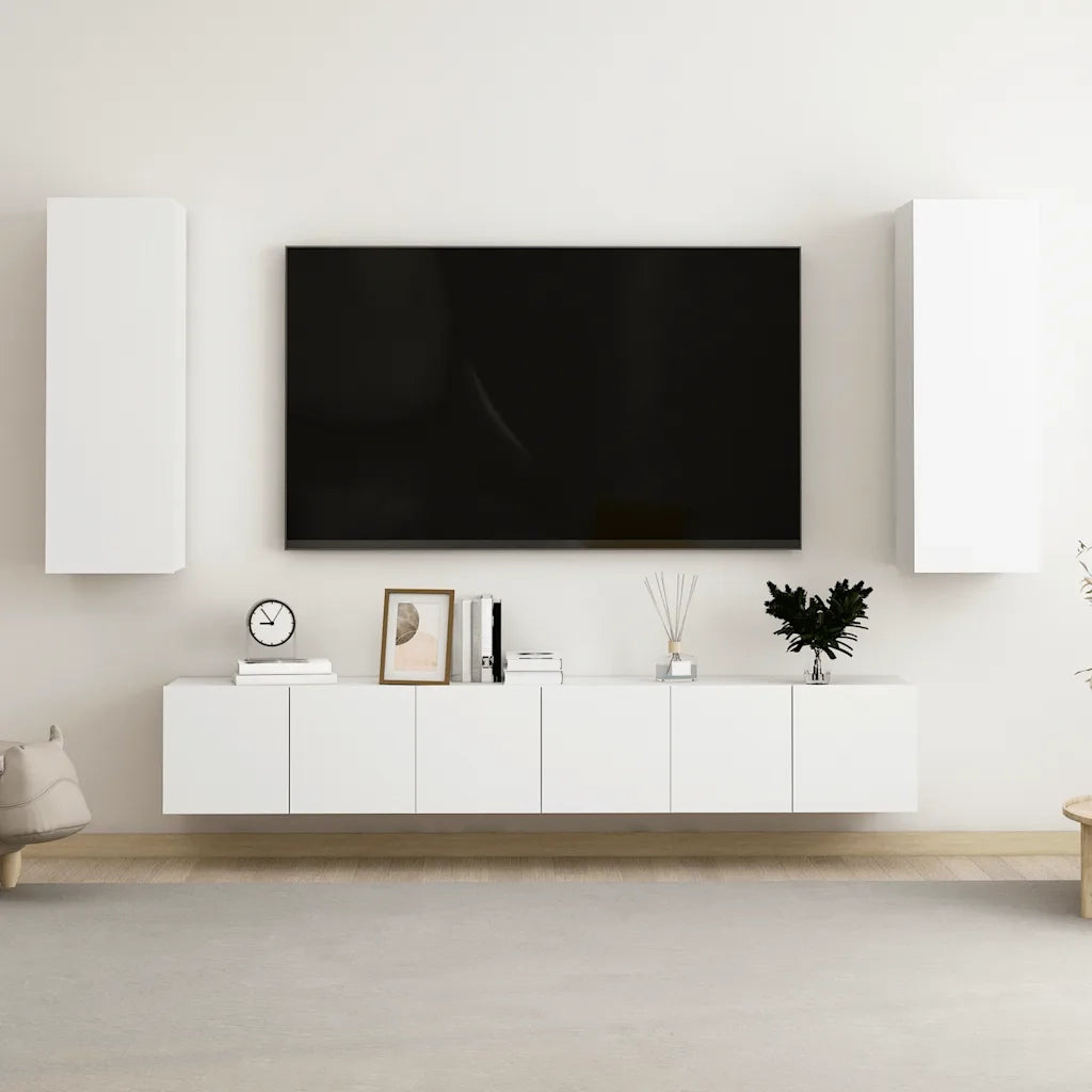 Set Mobili Porta TV 5 pz-Credenza per TV Bianco in Legno Multistrato 265198