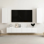 Set Mobili Porta TV 5 pz-Credenza per TV Bianco in Legno Multistrato 265198