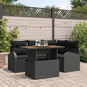 Set Divano da Giardino con cuscino 5 pcs Nero