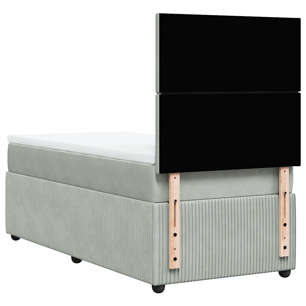 Giroletto a Molle con Materasso Grigio Chiaro 100x200cm Velluto