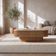 Tavolino da salotto con contenitore nascosto e piano rimovibile effetto legno naturale HOMVRA