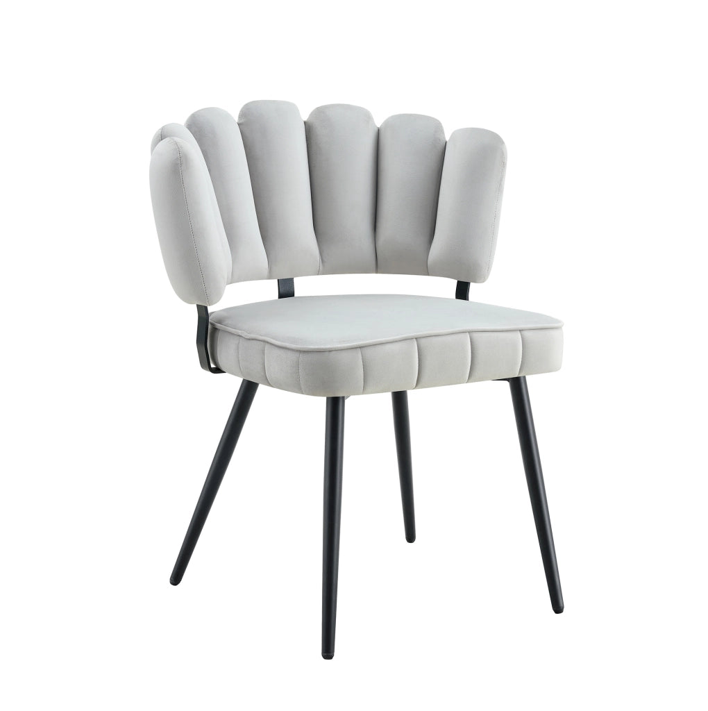 Set tavolo da pranzo rotondo Ø107 cm con 4 sedie in tessuto grigio chiaro e ripiani HOMVRA