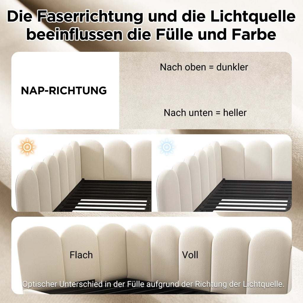 Letto contenitore 90 × 200 cm con rete idraulica e schienale imbottito rivestito in velluto beige