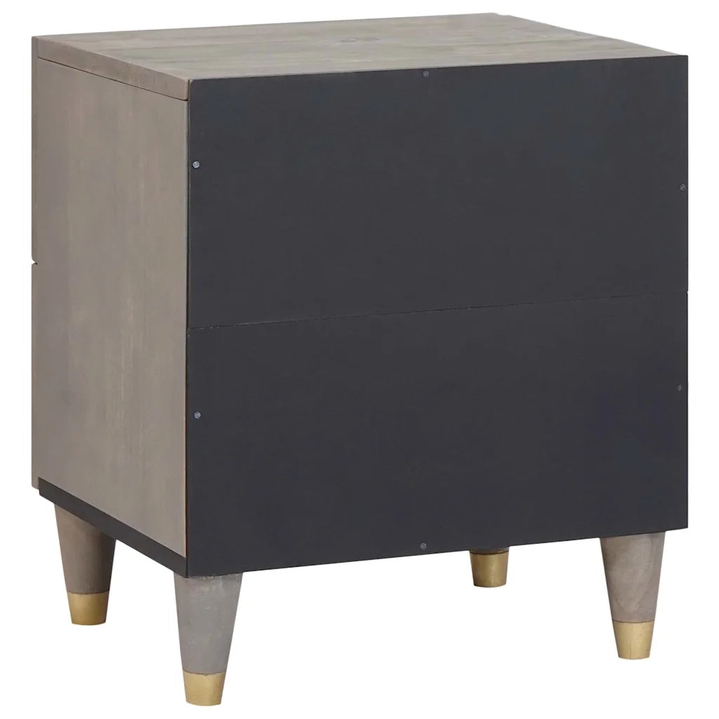 Comodino | Armadio da Notte | Mobiletto da notte Grigio 40 x 33 x 46 cm Legno di mango massello
