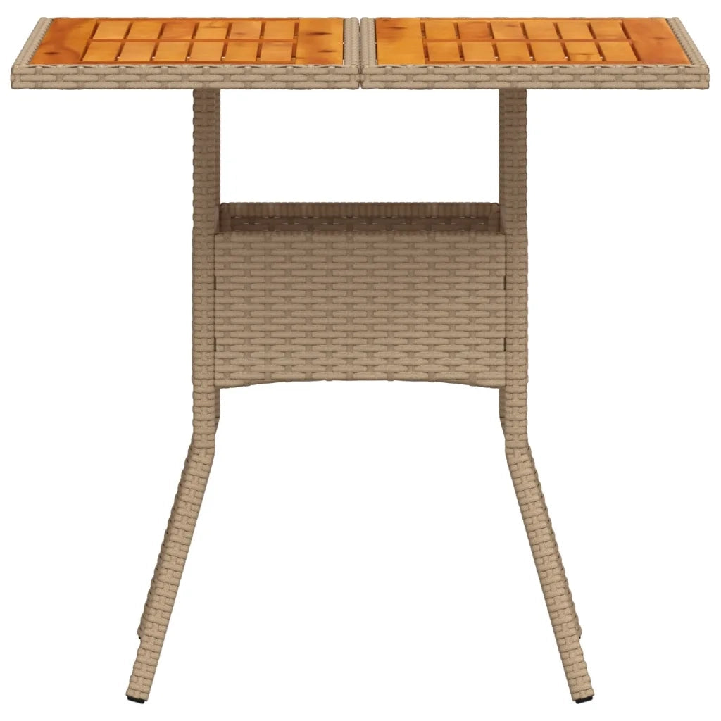 Tavolo da Giardino Beige 80x80x75 cm Polyrattan e Legno Acacia 368133
