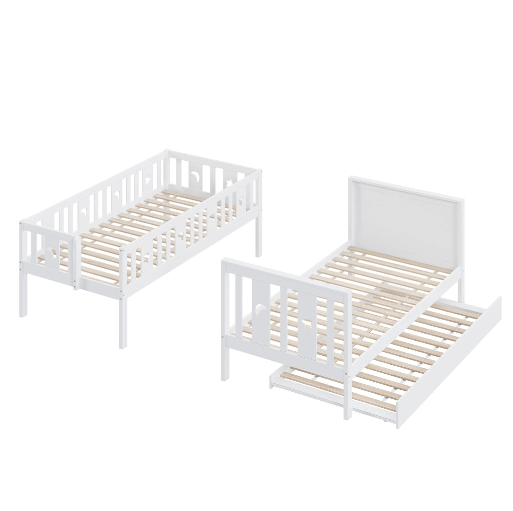 Letto a castello per bambini 90x200 cm bianco in legno con letto estraibile